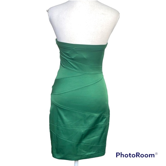 NEW- WOW COUTURE cocktail Green, Embellish Strapless Dress, Size Small - Picture 3 of 6